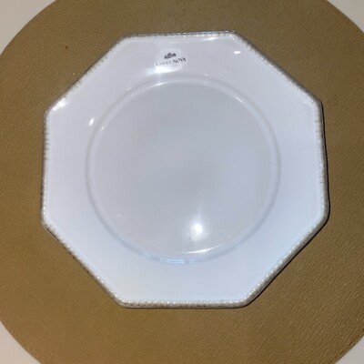 COSTA NOVA LUZIA WHITE SALAD PLATE, OCTAGON SHAPE, NEW!