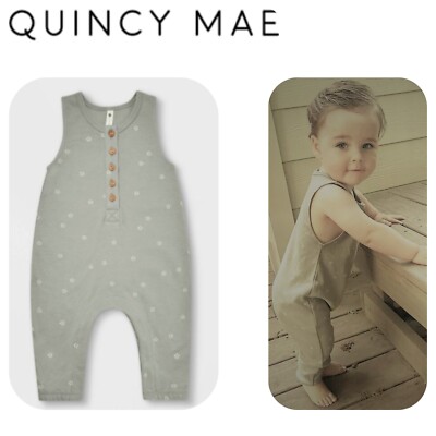  QUINCY MAE TODDLER ORGANIC 18-24MTH Sleeveless Brushed Jersey Jumpsuit Baby