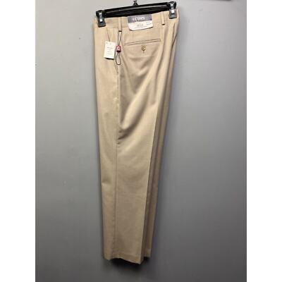 CHAPS Performance Series Total Comfort Flat Front Dress Pants Mens 34x30 Tan NEW