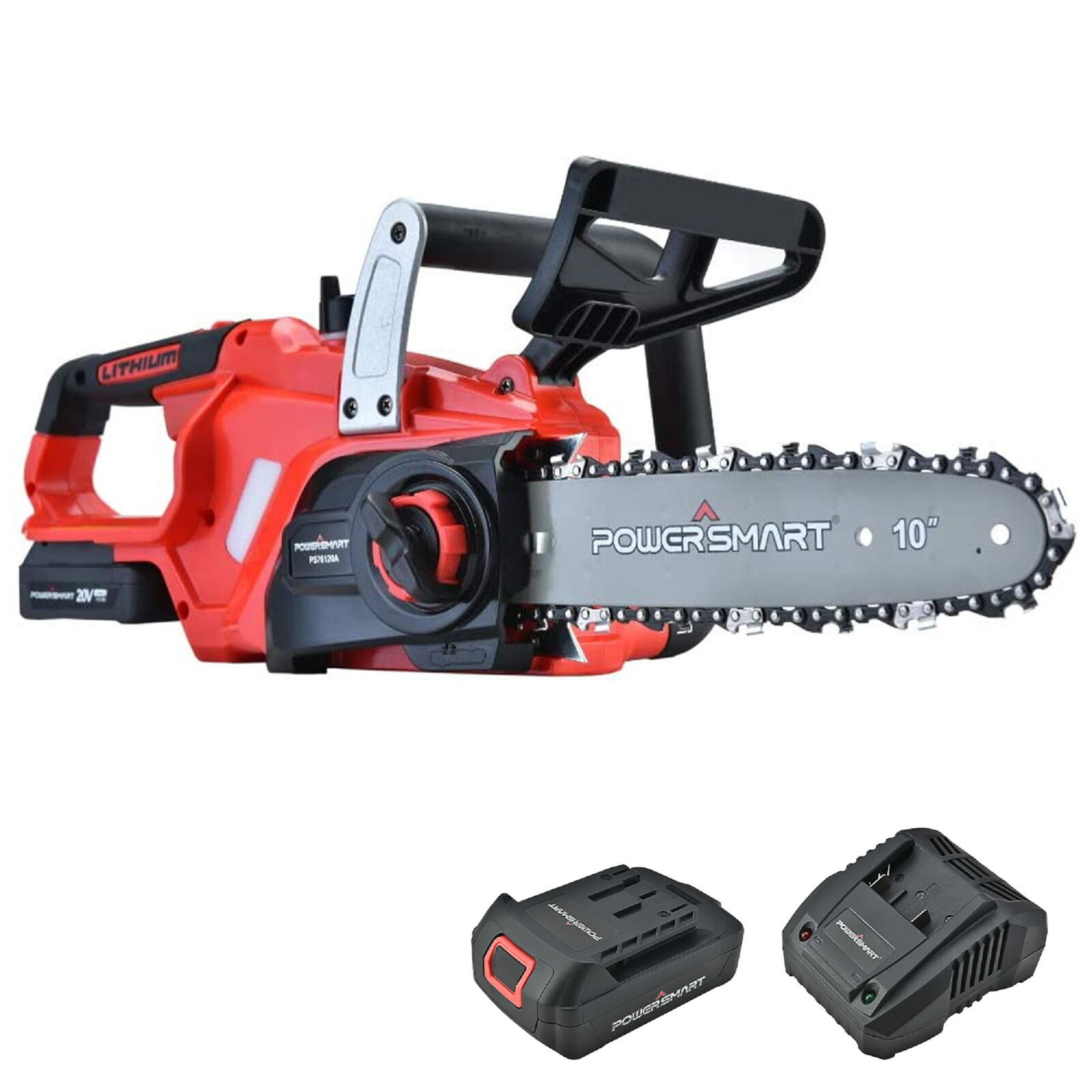 10'' Cordless Chain Saw 120A 20V Lithium-ion 1.5 Ah Battery and Charger Chainsaw