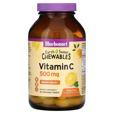 EarthSweet Chewables, Витамин С, апельсин, 500 мг, 90 жевательных таблеток