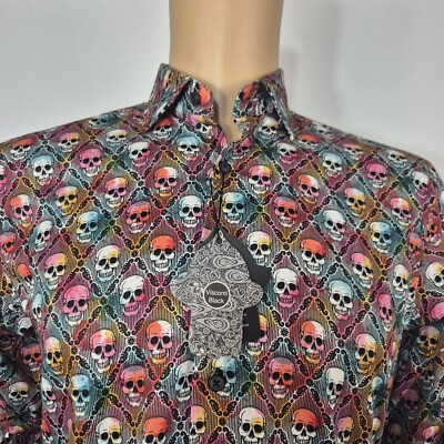 Luchiano Visconti Black Men's Shirt  Size S Button up Long Sleeve Multicolor (50