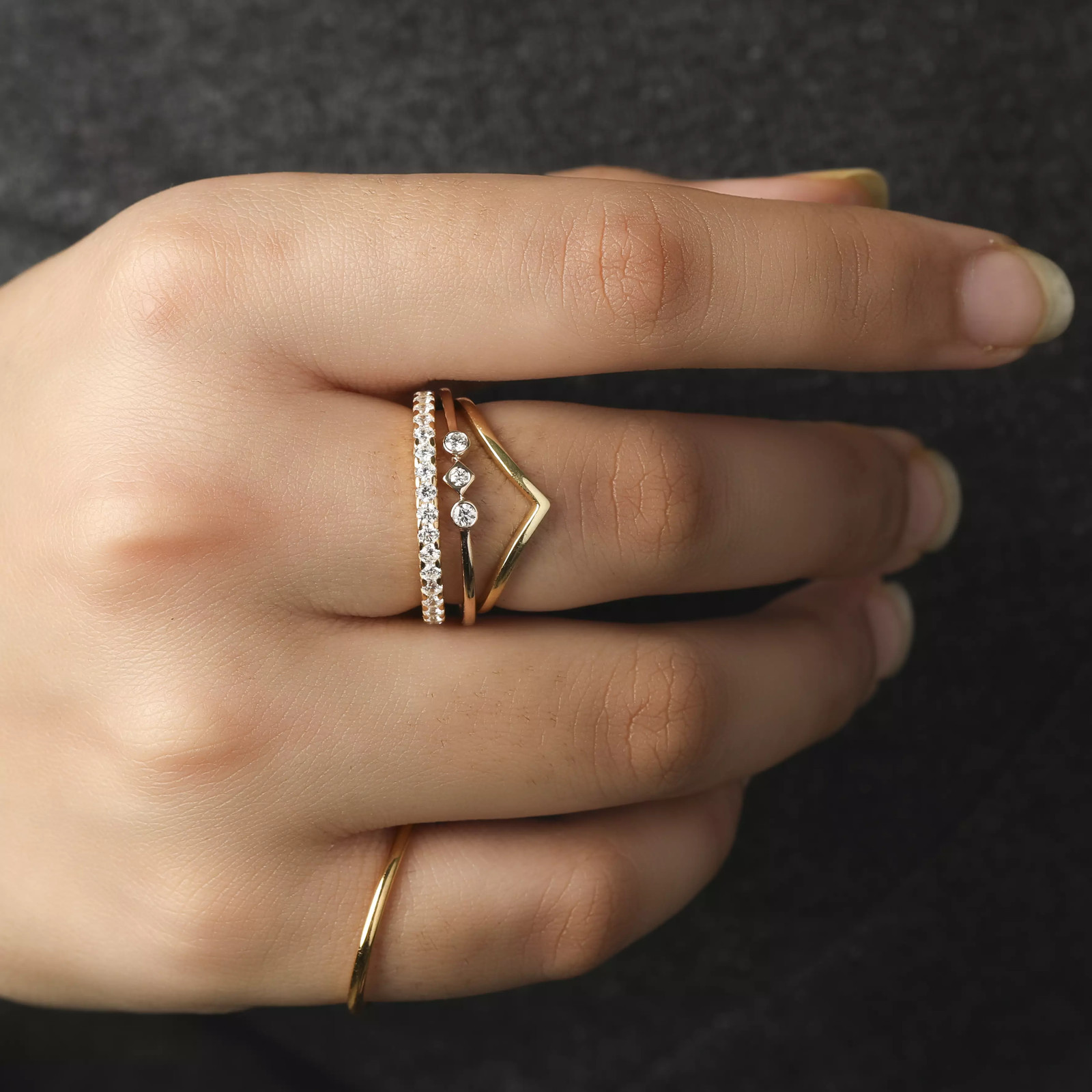 14K Gold 0.07 Ct Lab-Created Diamond Wedding Ring Size 3 to 8