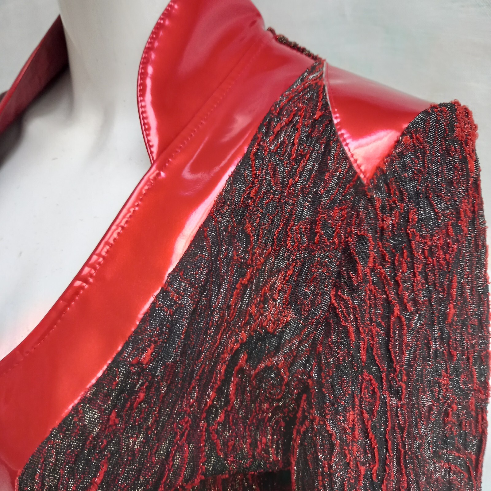 Pre-owned Amira Di Transilvania Blazer Woman Jacket Luxury Fashion Brand Italy Black Red Patent Autumn Gift Idea