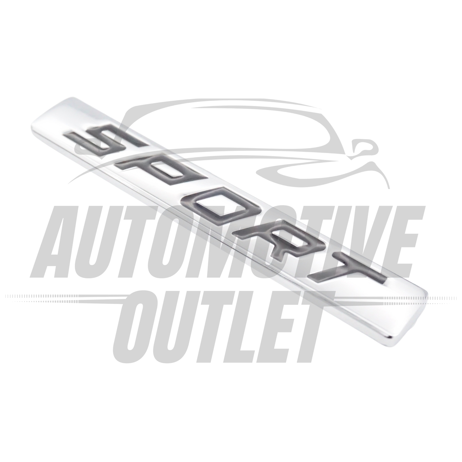 METAL SPORT BADGE DECAL EMBLEM FOR BMW MERCEDES IN BLACK & CHROME FINISH 3