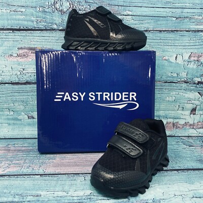 Easy Strider Boys Black Strap Running Sneakers Size 6 NEW