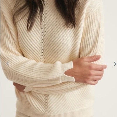 NWT Marine Layer Skylar Ivory Wool Blend Turtleneck Sweater Size XL