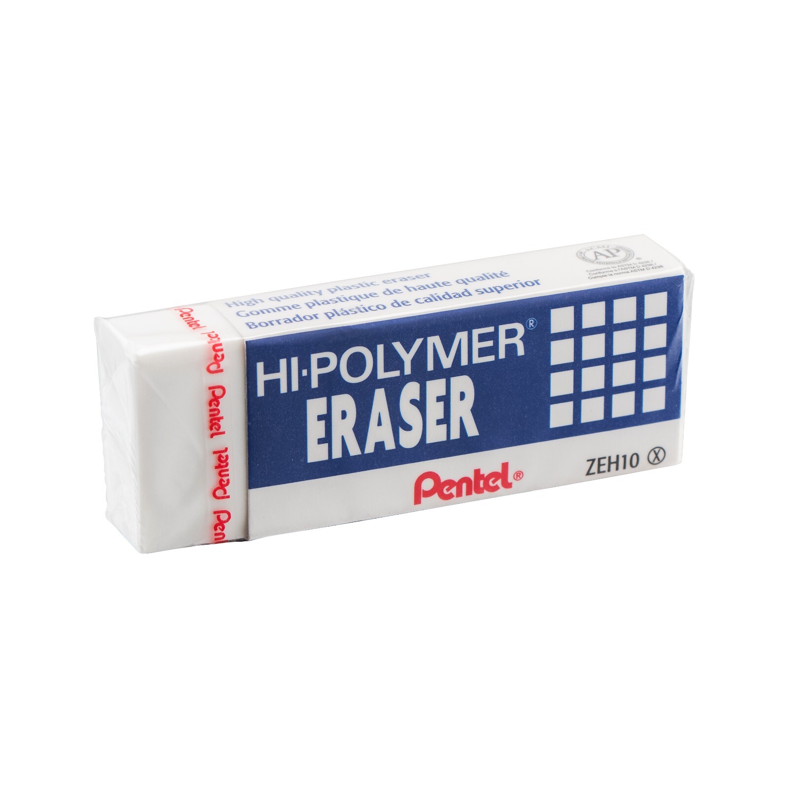 Pentel Hi-Polymer Block Eraser, Large, White, Pack of 10 (ZEH10PC10)