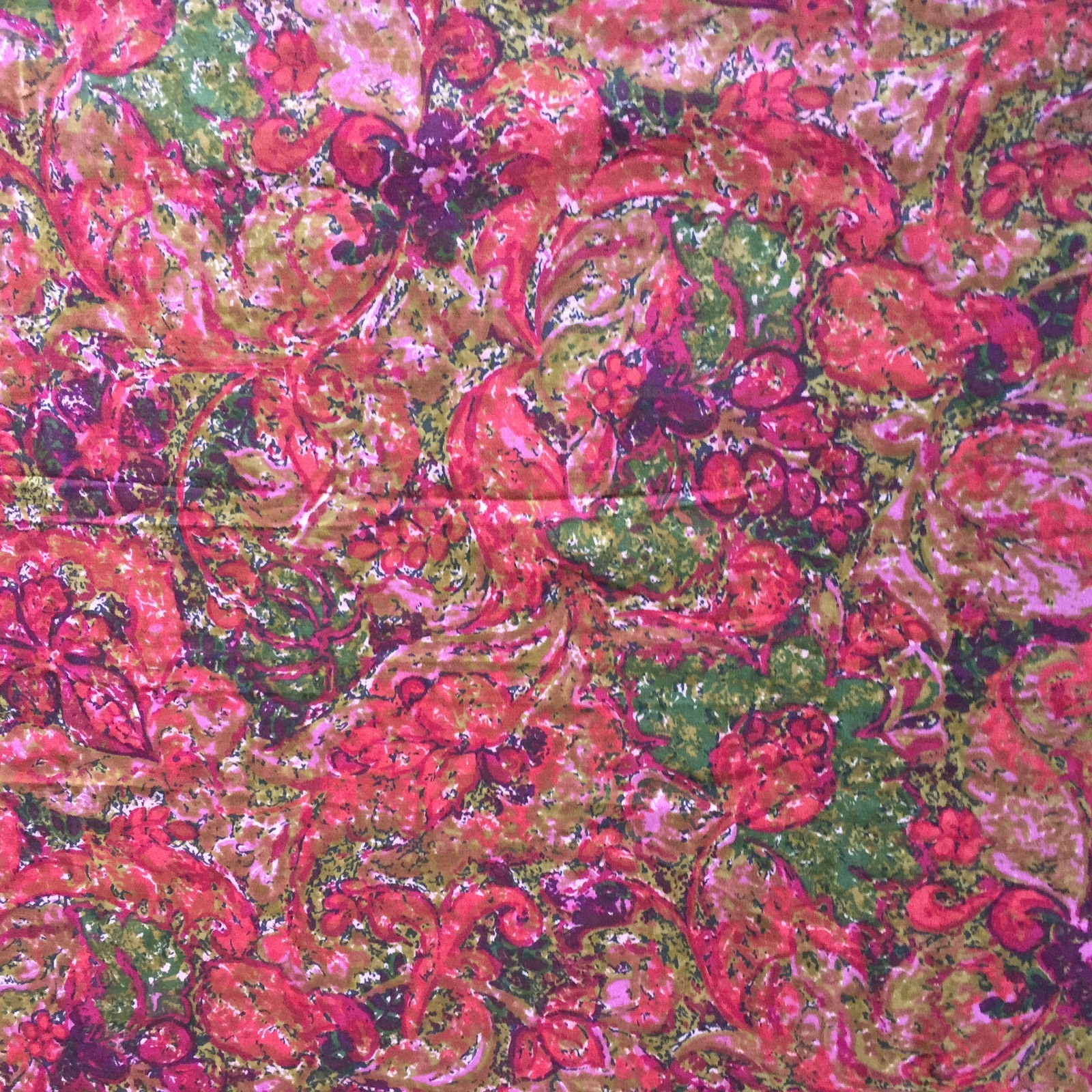 Original Design Hero OC Screen Print Fabric 3 yds Scotchguard Pink Green Floral