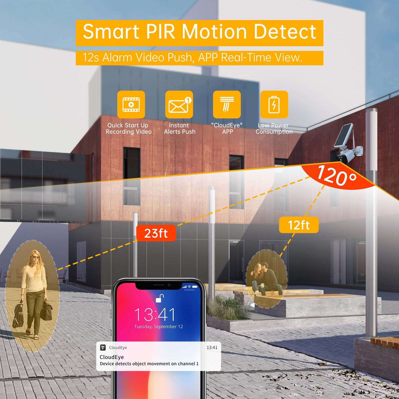 4MP Solar Battery Powered Home Security Camera System Wireless Outdoor APP Remot