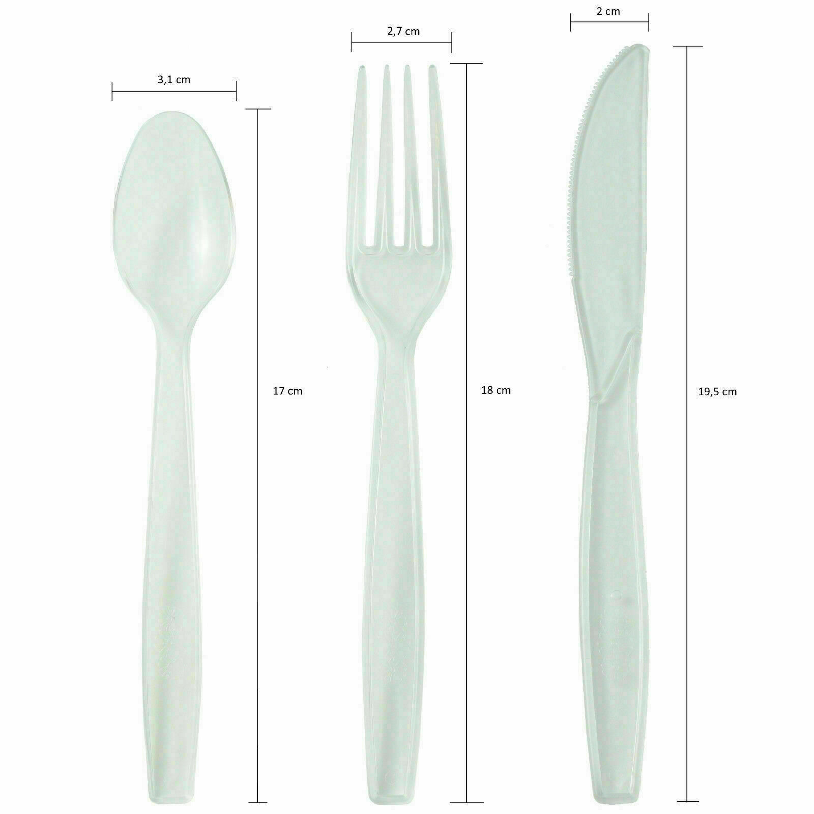 Pritogo Plastikbesteck Sets, Extra Stabil & Groß, Gabeln, Messer und Löffel