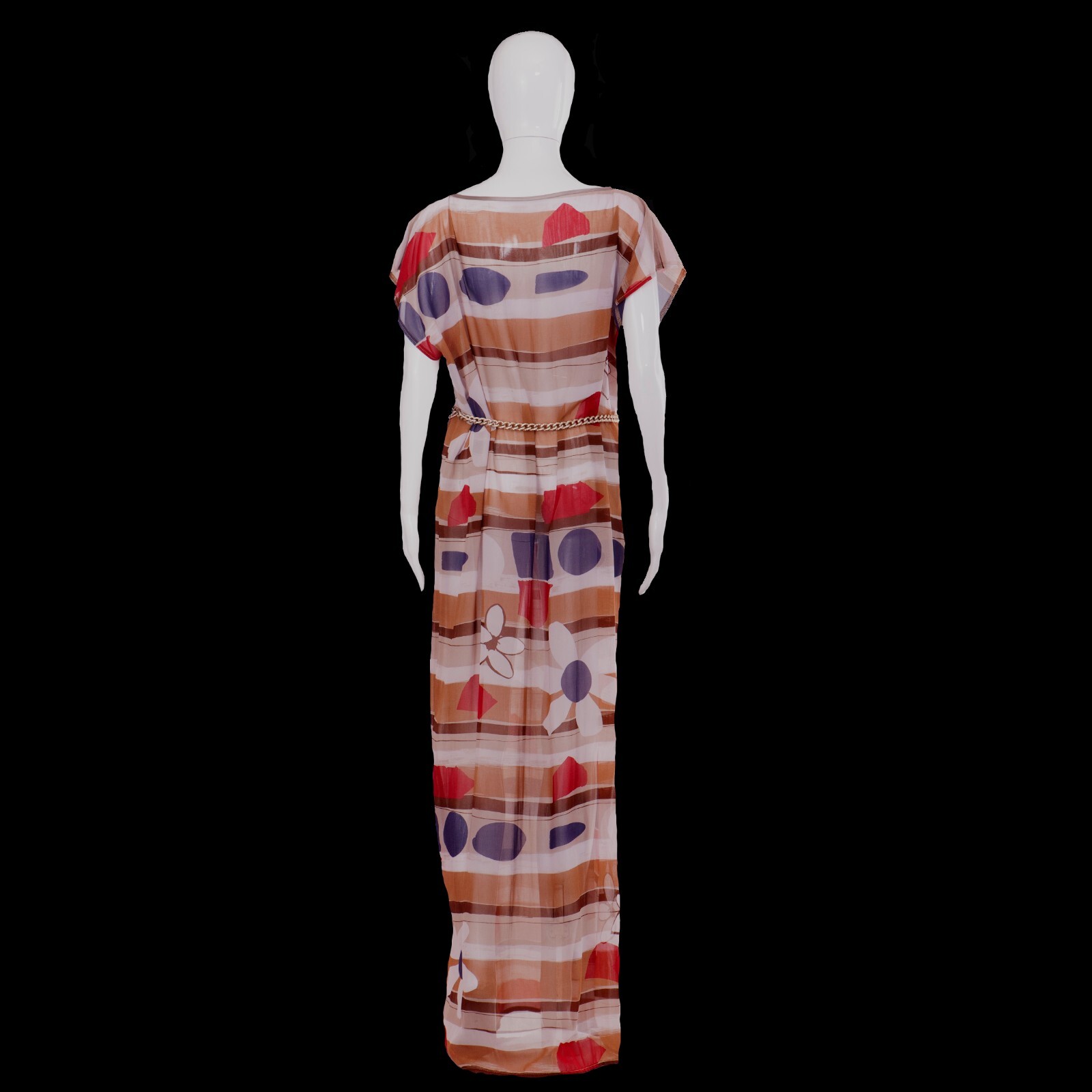 Pre-owned Curvy Couture Women Clothing Summer Fashion  Long Dress Kaftan Chiffon '70s Style In Multicolor