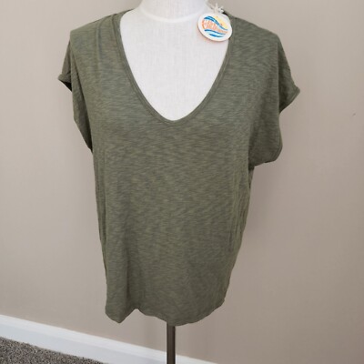 C&C California Short tshirt slub Sleeve Tee olive Green XL NWT