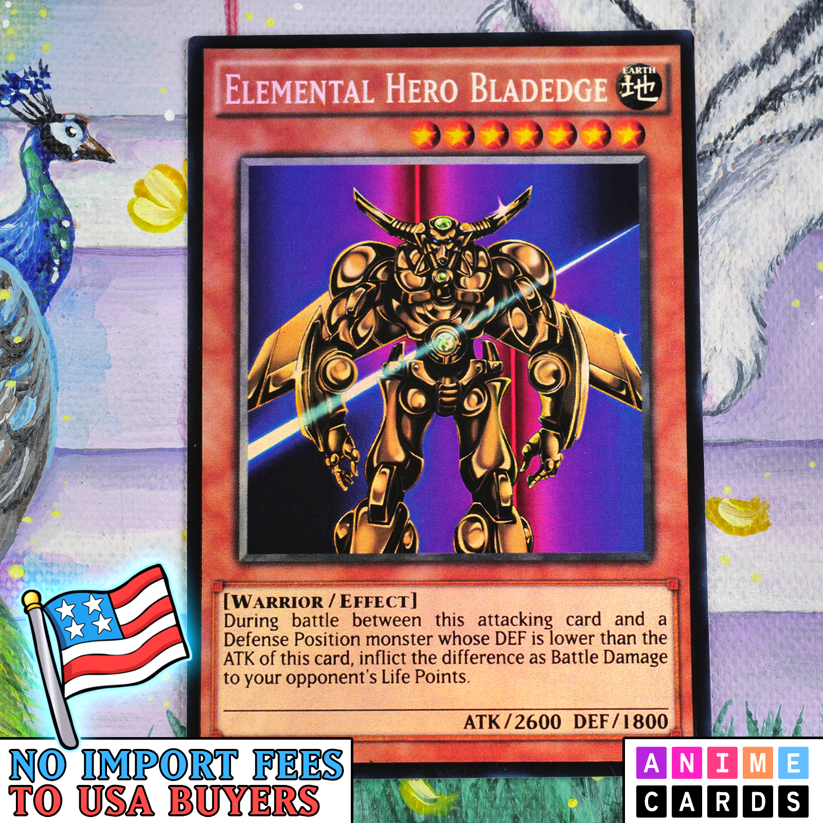 Elemental HERO Bladedge ANIME EFFECT HOLO card