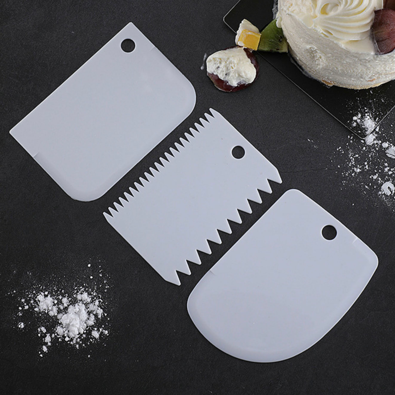 3er Set Flexible Teigabstecher Teig Schaber Schüssel Fondant Kuchen Backen 