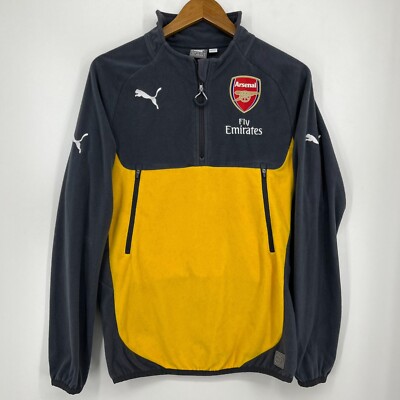 Puma Fleece Sweatshirt Men's S Gray Arsenal Futbol Soccer 1/4 Zip