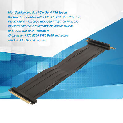 PCIE 4.0 X16 Riser Cable 15.8in High Speed Flexible GPU Extension Cable