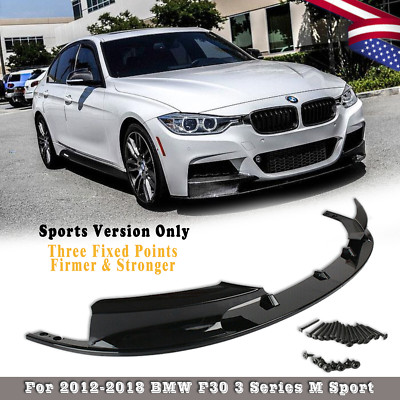For 12-18 BMW 3 Series F30 M-Sport Front Bumper Lip 2PCS Gloss Black