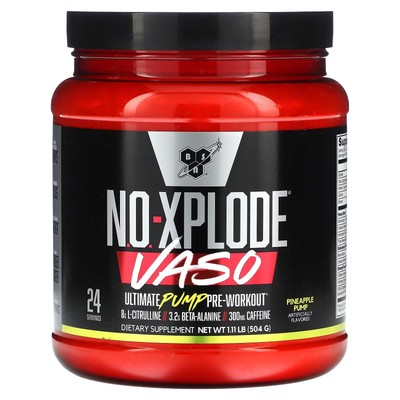 No-Xplode VASO, Ultimate Pump Pre-Workout, ананасовый насос, 1,11 фунта (504 г)