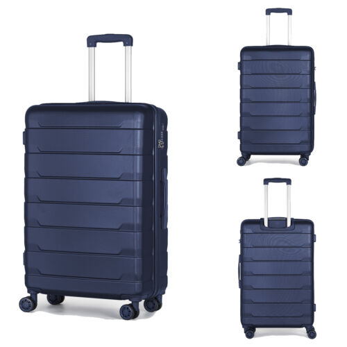 28" Hardside Carry-On Luggage, Navy Blue, Trolley Spinner Su