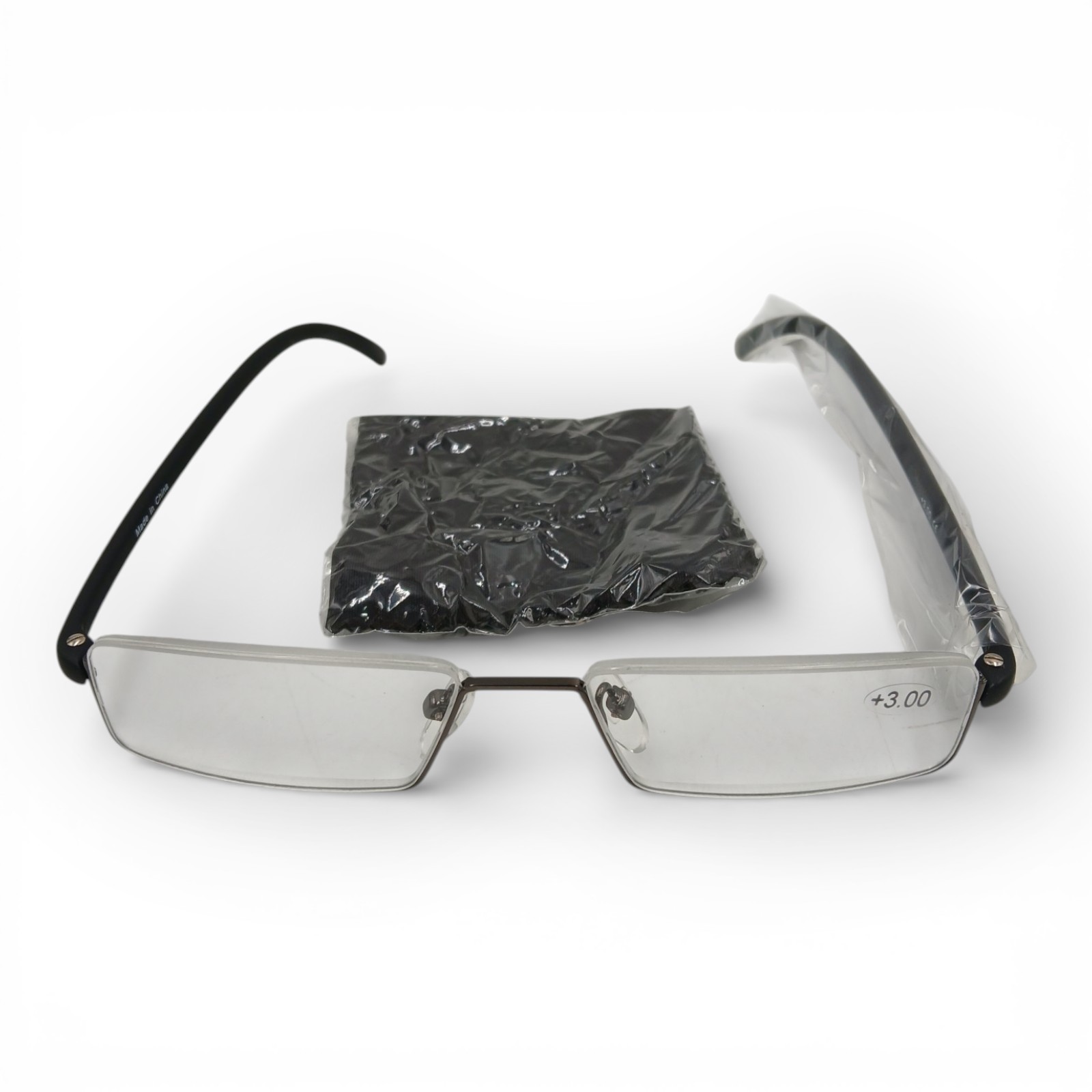 Half Frame Reading Glasses Lightweight Computer Readers with Portable Case +3.00