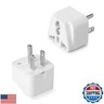Universal Adapter, Europe to US Plug Adapter, UK to US Plug Adapter, India to US Plug Adapter, American Outlet Plug Adapter, EU/UK/Au/CN/Indian to USA Plug Adapter (Type B), White 2 Pack