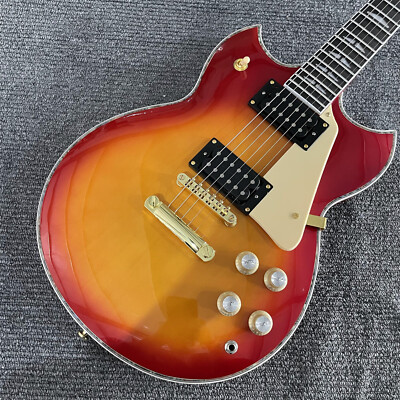 Sunburst 6 String Electric Guitar Mahogany Body Solid Body HH Pickup Gold Part