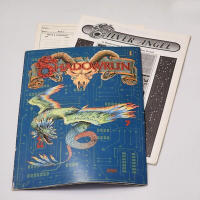 FASA Shadowrun Gamemaster's Tri-fold Screen Fold Out w/Silver Angel 1989