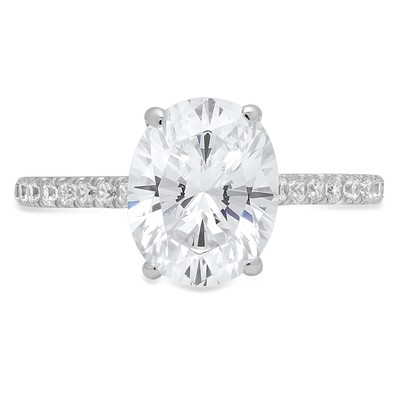 Pre-owned Pucci 2.71ct Oval Anniversary Simulated Engagement Bridal Accent Ring 14k White Gold In D