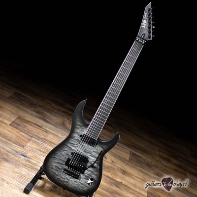 ESP LTD M-1007 QM Baritone 7-String Floyd Rose Guitar   Charcoal Burst Satin
