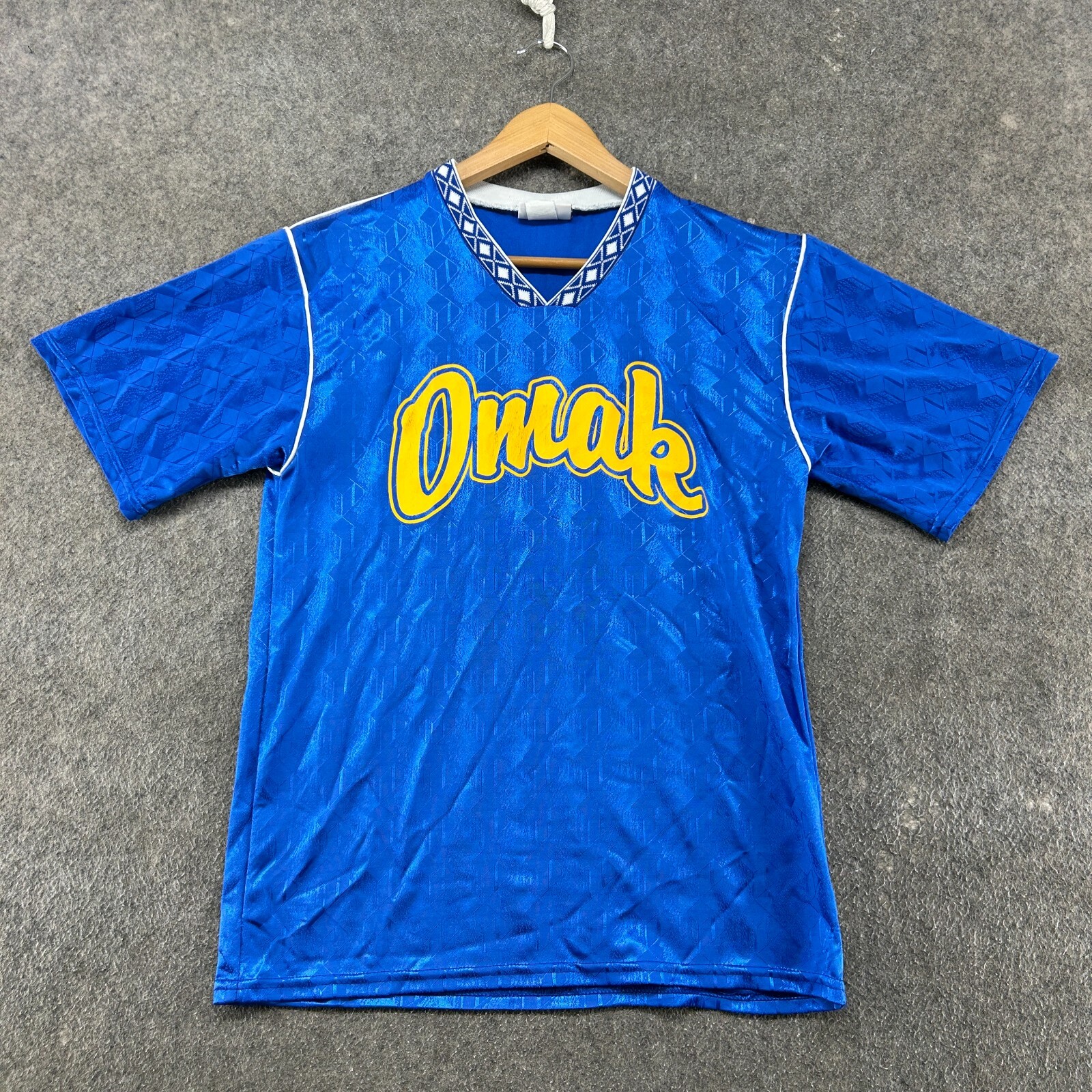 VINTAGE Soccer Jersey Mens Medium Blue Yellow Pinstripe