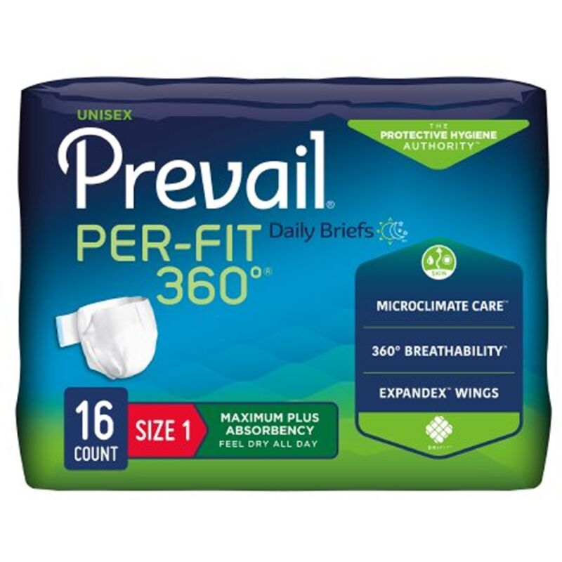 80 Prevail Per-fit 360° Size Medium Adult Incontinent Briefs Heavy Absorbency