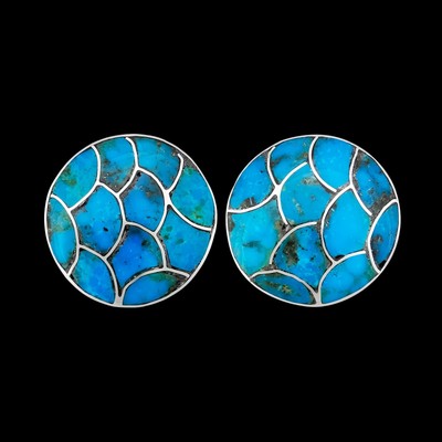 Zuni Turquoise Earrings   Native American Earrings   925 Sterling Silver  ...