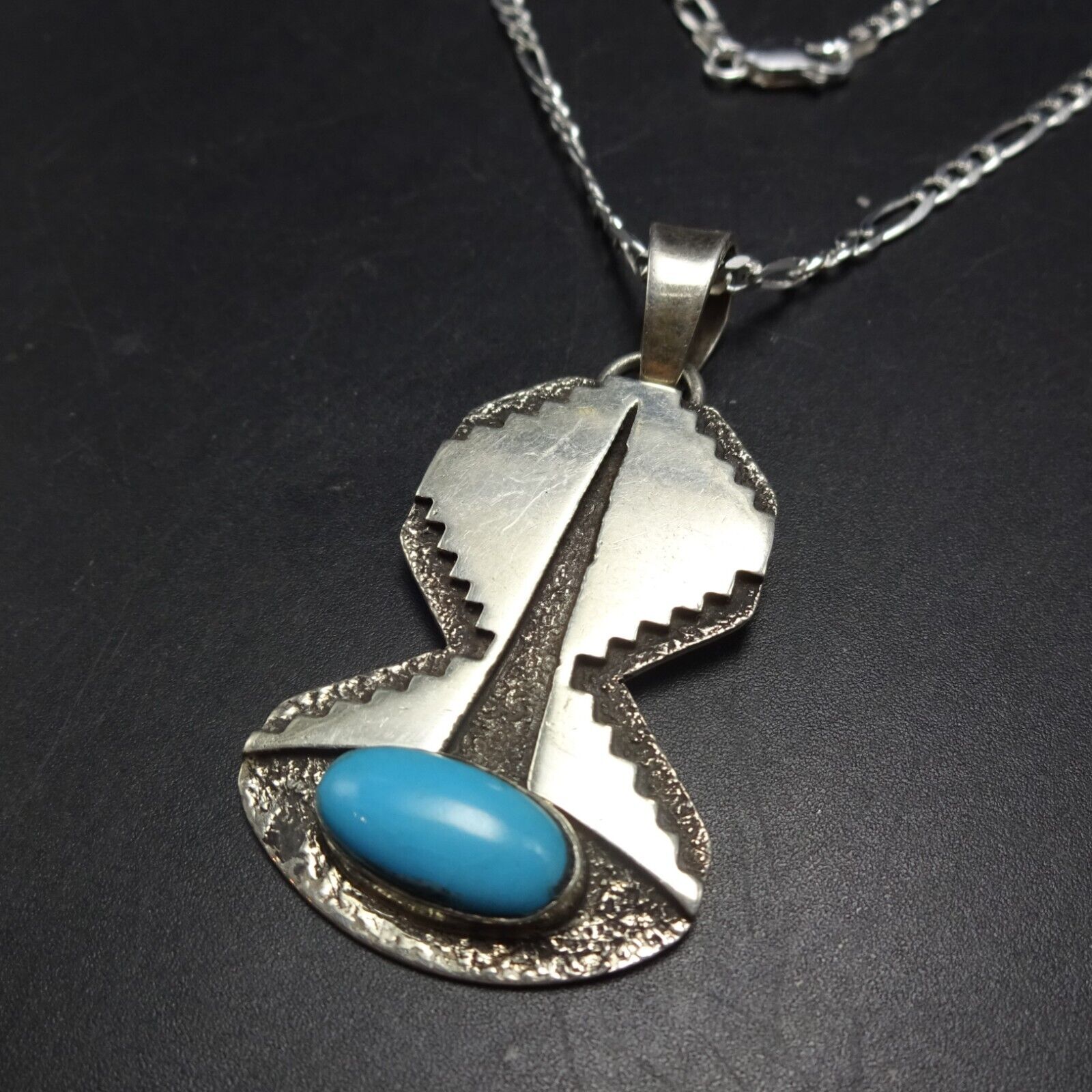 Navajo Birdseye Turquoise Sterling Pendant Silver Bead