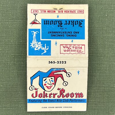 Vintage Matchbook The Joker Room Mission Hills California Matches Unstruck