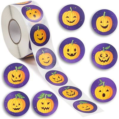 Blue Panda Pumpkin Face Halloween Stickers and Party Favors (1.5 in, 1000 Count)