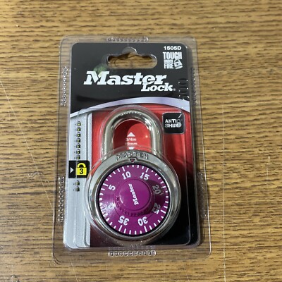 Master Lock Padlock 1505D,  Combination Lock, 1-7/8'' - PURPLE