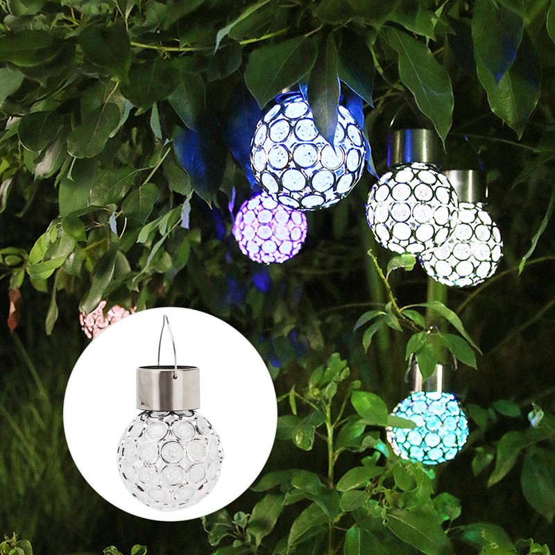 210PC Solar Power Crystal Hanging Ball Lights 7Colour Changing LED