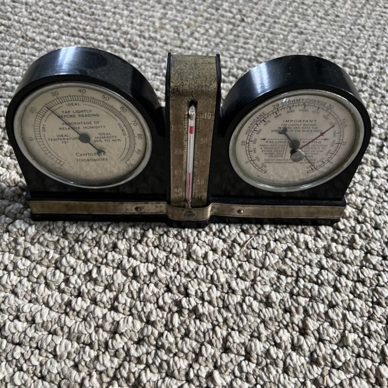 4 Parts Tri Gauge Swift & Anderson Boston Mass Barometer, Hygrometer Thermometer
