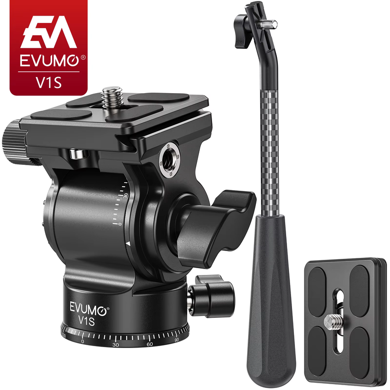 V1S Mini Video Head Carbon Fiber Handle Hydraulic Tripod Head Arca Swiss Quick R