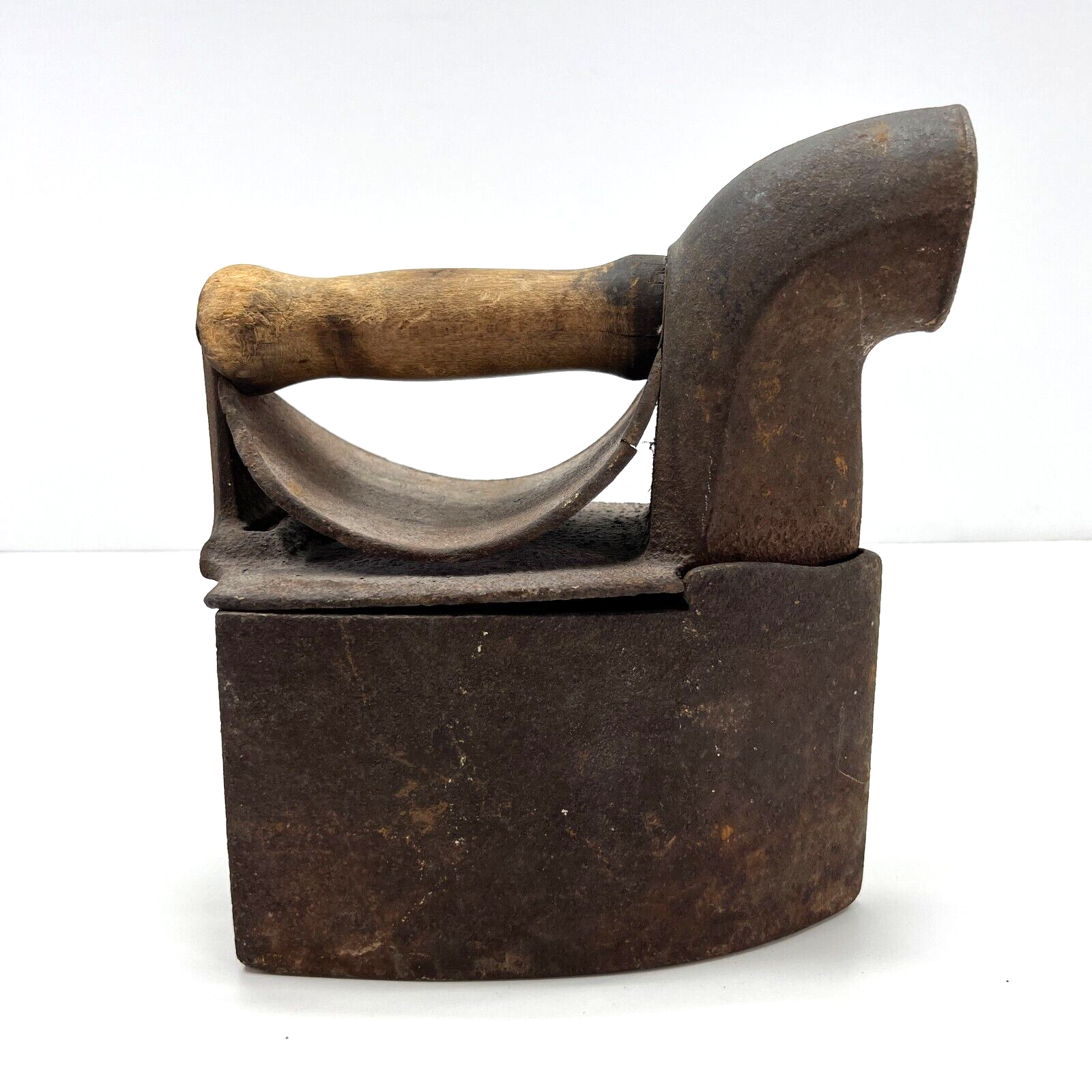 Sad Clothes Iron 2 Piece With Wood Handle Antique