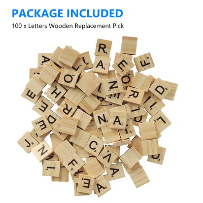 400Pcs Scrabble Wood Tiles Pieces Full Sets 100 Letters Wooden Replacement Pick