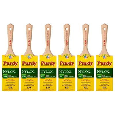 Genuine Purdy 6 Pack Nylox Moose Flat 2-1/2'' Paint Brushes 144232225-6PK