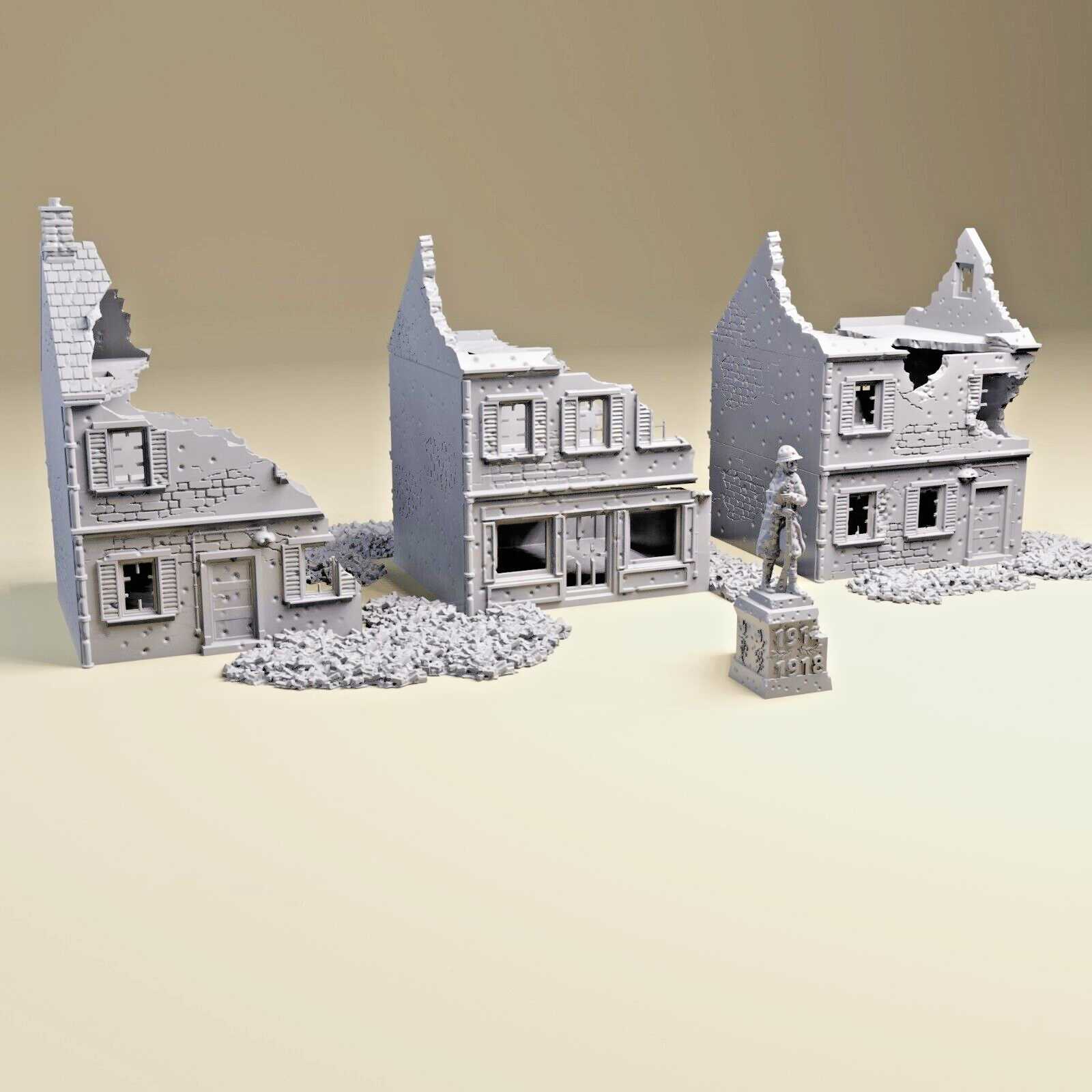 Normandy WWII Destroyed Town Bundle | 28mm, 20mm HO or 15mm Scale | WW2 Terrain