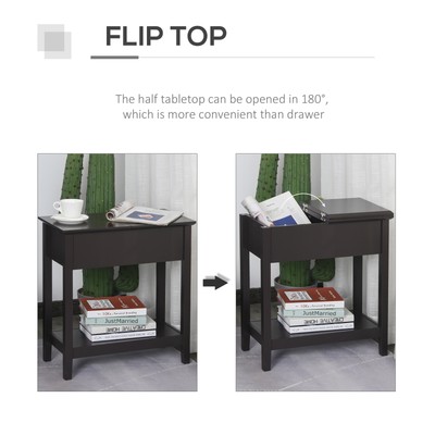 Modern Freestanding Countertop Side Table with Swing Hinge Storage Compartment
