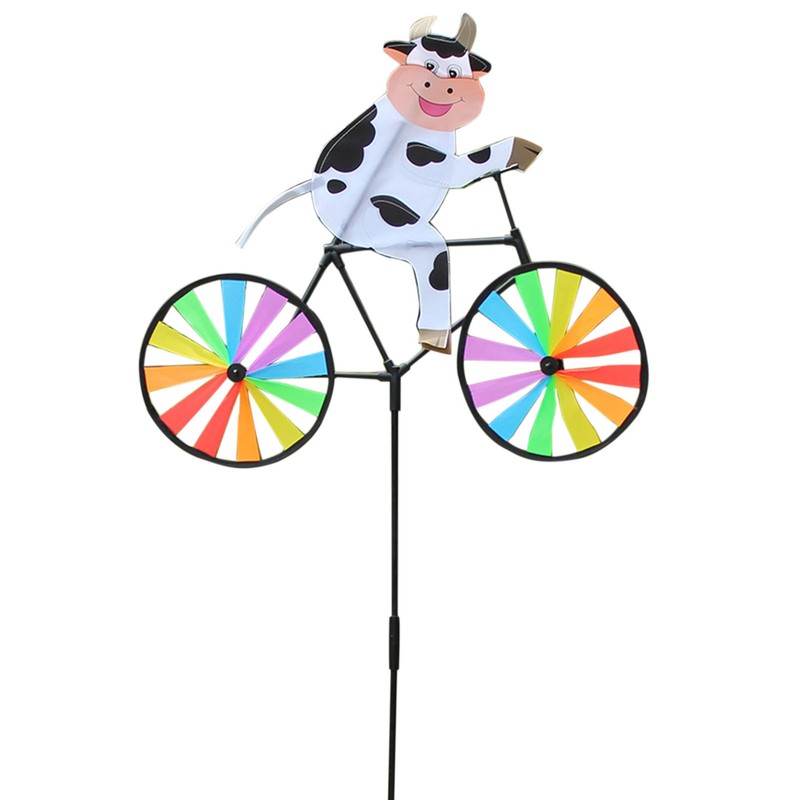 Animal On Bike Wind Spinner Garden Windmill Outdoor Yard Lawn Art Decor
