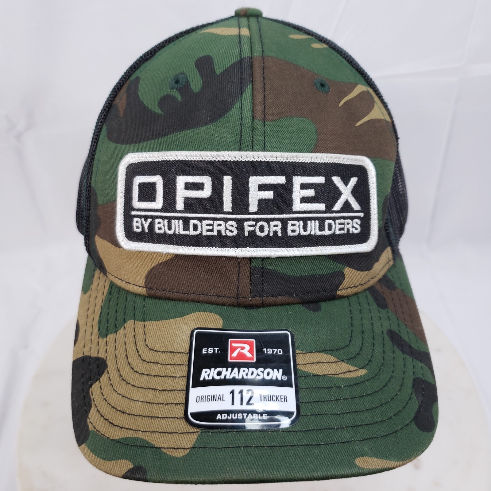 Opifex Hat Builder Patch Cap Camo Mesh Snapback Trucker Logo