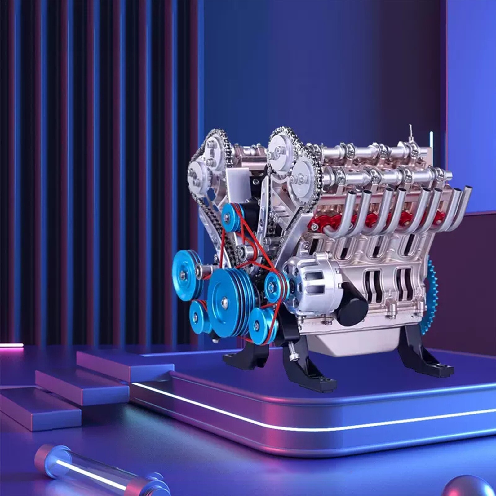 Desktop Engine 8 Cylinder Car Engine Model Building Kit Adul
