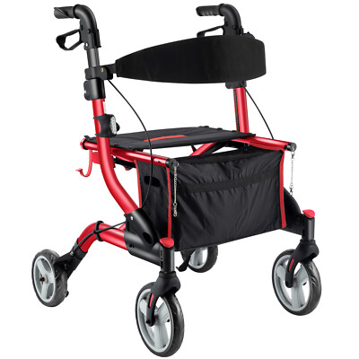 Rollator Walker Aluminium Walking Frame Mobility Aid Rollator 4 Wheels Foldable
