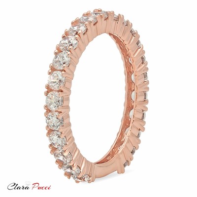 Pre-owned Pucci 2.20 Ct Round Cut Vvs1 19-stone Engagement Wedding Ring Band Solid 14k Rose Gold In D